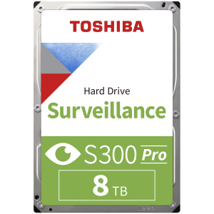 HDD Video Surveillance TOSHIBA S300 PRO 8TB CMR, 3.5'', 512MB, 7200RPM, SATA, 64 cameras, 24/7, TBW: 300