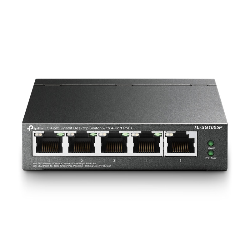 TP-Link 5-port Gigabit PoE preklopnik (Switch), 5×10/100/1000M RJ45 ports, 4×PoE ports, metalno kućište (56W) - Slika 16