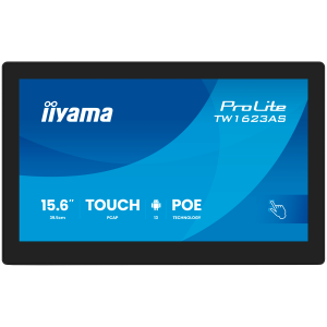 IIYAMA Touch Monitor TW1623AS-B3P 15.6" PCAP 10pt touchscreen PC with Android, PoE Technology and iiSignage