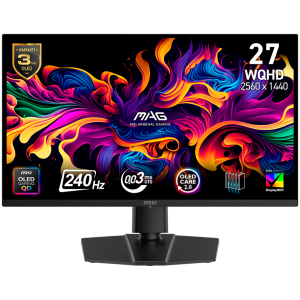 MSI MAG 273QP QD-OLED X24 Gaming Monitor, 26.5'', QD-OLED, 240Hz WQHD (2560x1440), 0.03ms (GtG), 1000 Nits (HDR), DisplayHDR True Black 400, 2x HDMI, 1x DP,