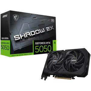 MSI Gaming RTX 5050 8G Shadow 2X OC Graphics Card (8GB GDDR6,128-bit, Extreme Performance: 2617 MHz, DisplayPort x3 2.1a, HDMI 2.1b, NVIDIA Blackwell Architecture) - BULK