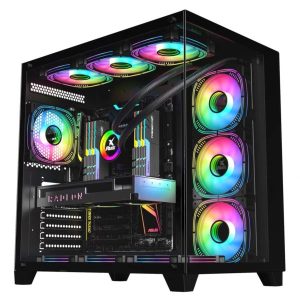 NaviaTec Seafarer Gaming case ATX with 7x ARGB Fans, Tempered Glass Sides