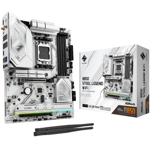 ASROCK MB Desktop B850 STEEL LEGEND WIFI, AM5, 4x DDR5, 1x PCIe 5.0 x16, 1x Blazing M.2(PCIe Gen5x4), 3x Hyper M.2, 4x SATA3, RAID 0, 1, 10, 7.1 CH HD Audio, 1x HDMI, 9x USB 3.2, 8x USB 2.0, 3x USB-C, 2.5G LAN, 2x Wi-Fi 7, 1x HDMI, 1x SPDIF, ATX