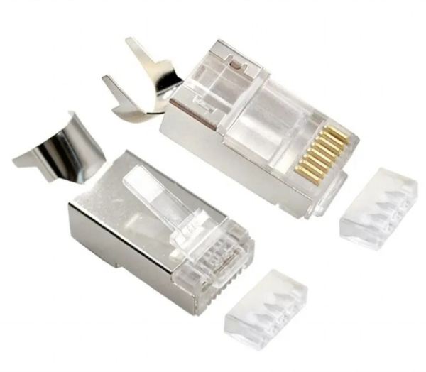 Gembird Shielded modular CAT7 pass-through type plug 15u" gold plated, 50 pcs per bag