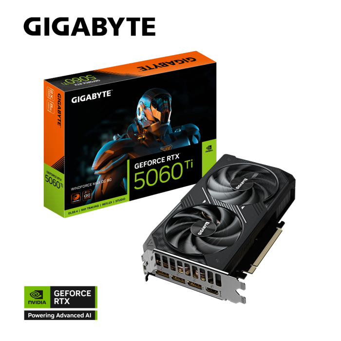GIGABYTE GeForce RTX 5060 Ti Windforce MAX OC 8G, 8GB GDDR7, PCI-E 5.0 graphics card