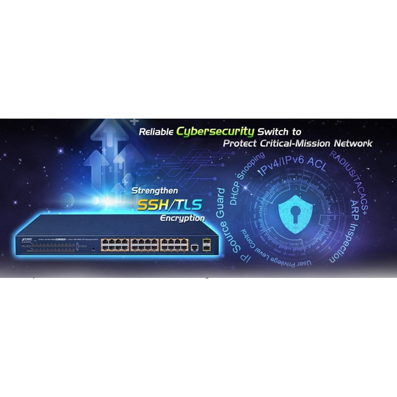 PLANET Gigabit preklopnik (Switch) 24-port IPv4 upravljiv 802.3at PoE + 2-port 100/1000X SFP (300W) - Slika 4