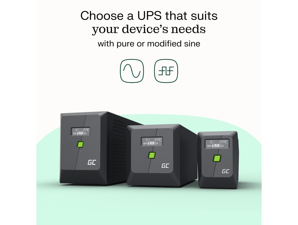 Green Cell UPS (UPSLM360) 650VA/360W, Modified sine wave, Line Interactive AVR, LCD - Slika 5
