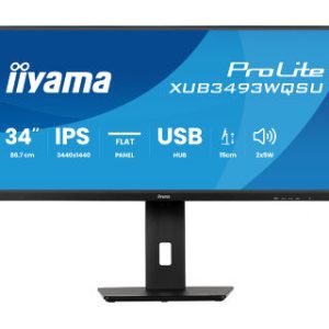 IIYAMA 34" XUB3493WQSU-B6 UWQHD (3440×1440) IPS 21:9, 120Hz, 400cd/m2, 1000:1, 1ms, 2×HDMI/DP, 2×USB-C/2×USB-A, HAS 150mm, zvučnici, crni