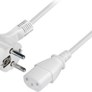 Transmedia Schuko plug flat to C13 jack 5m, White