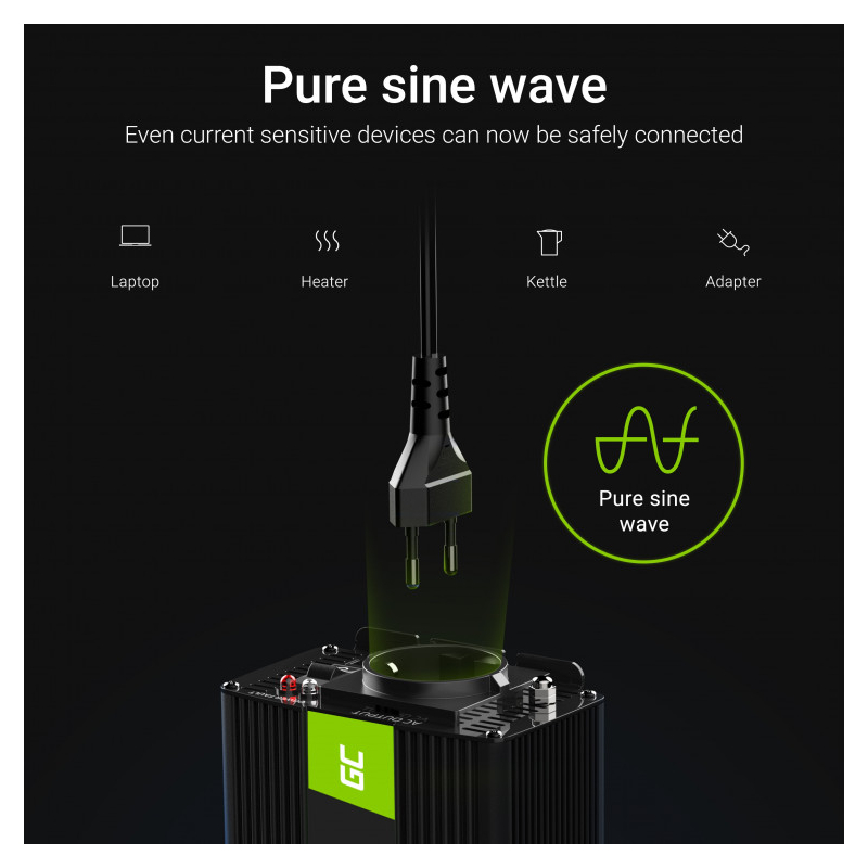 Green Cell strujni inverter 24V na 230V, 500W/1000W Pure Sine Wave (INV17) - Slika 4