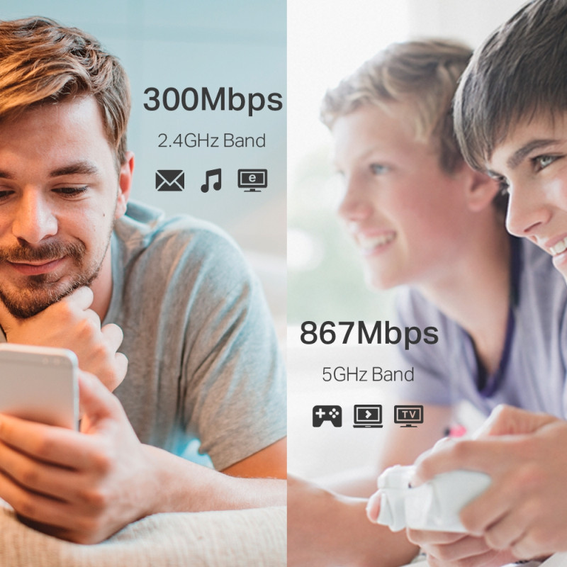 TP-Link AC1200 bežični pojačivač dometa (Range Extender), Dual Band 300Mbps/867Mbps (2.4GHz/5GHz), 802.11ac/a/b/g/n, 1×LAN, Range extender mod, 2×vanjska fiksna antena - Slika 5