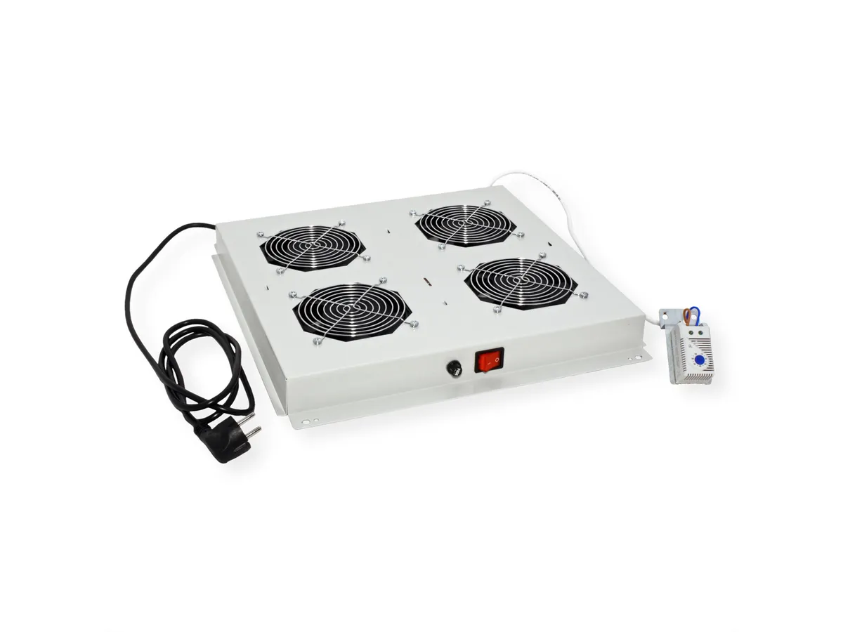 Roline 19" krovni ventilacijski modul s 4 ventilatora i termostatom, sivi - Slika 2