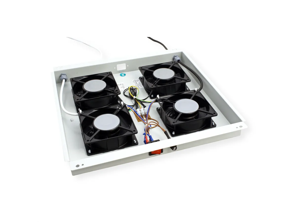 Roline 19" krovni ventilacijski modul s 4 ventilatora i termostatom, sivi - Slika 4