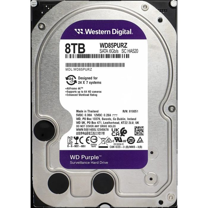 WD 8TB Purple 3.5" SATA 6Gb/s 5640rpm 256MB HDD drive - Slika 3