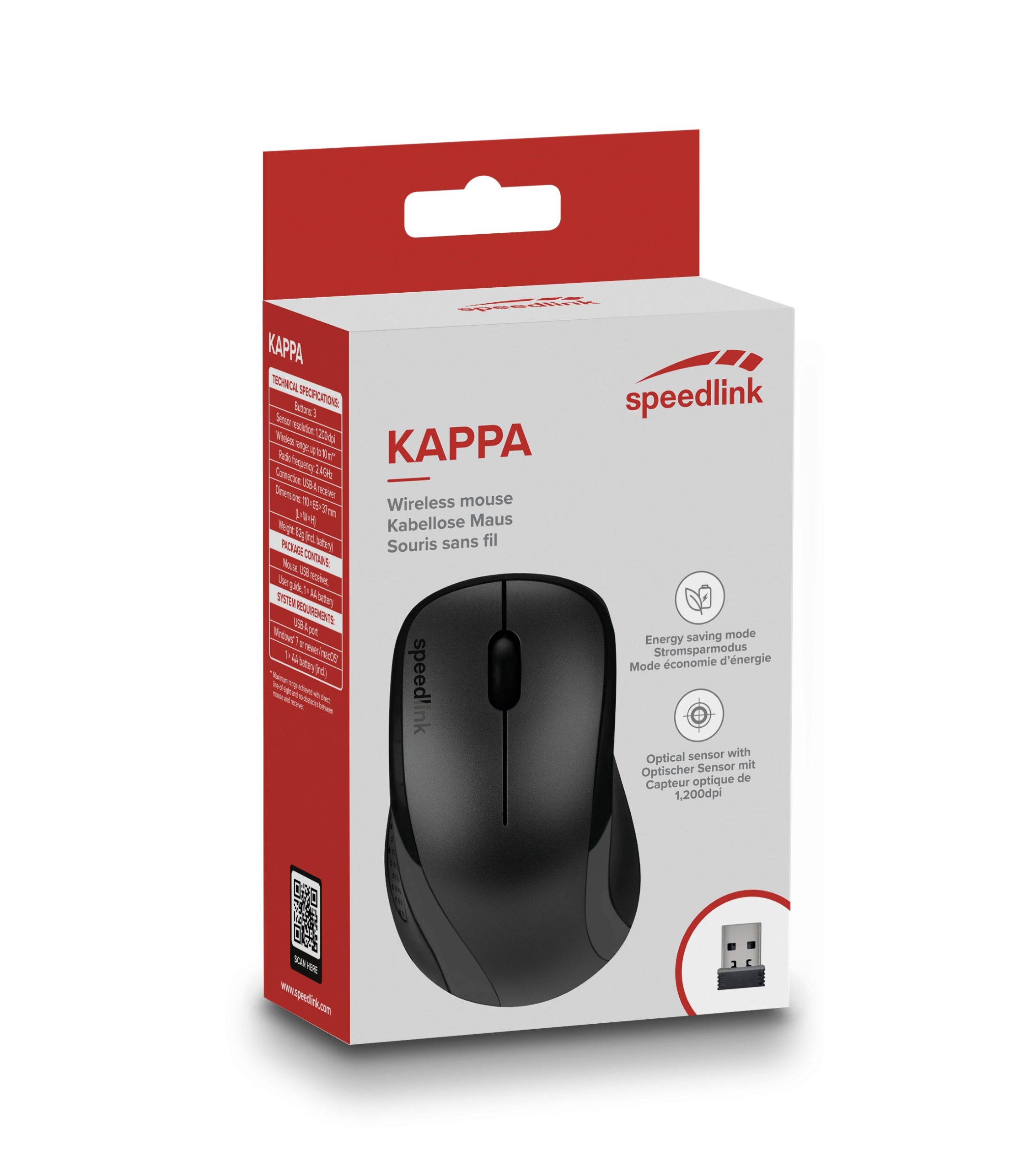 Miš SPEEDLINK Kappa, bežični, 1200 DPI, crni - Slika 3
