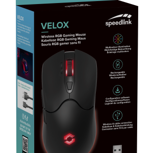 Miš SPEEDLINK Velox, RGB, bežični, Bluetooth, 4800 DPI, punjivi, crni