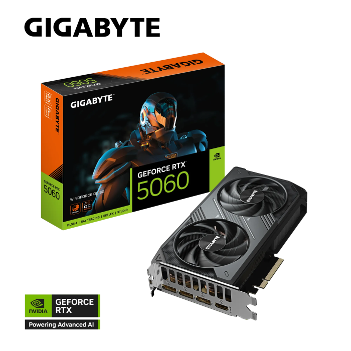 GIGABYTE GeForce RTX 5060 Windforce OC 8G graphics card, 8GB GDDR7, PCI-E 5.0